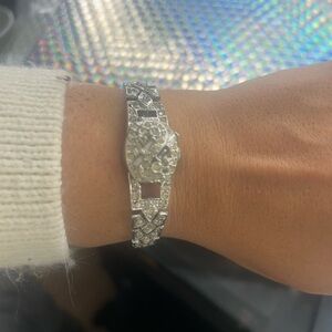 Lucerne Silver Bracelet watch hidden face with Crystal Accents missing crystals